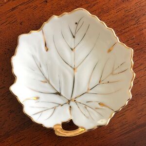 Vintage Butter Pat Acme China Hand Painted Porcelain Leaf Dish Japan